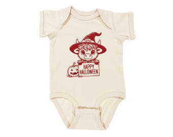 Halloween Baby Cow Onesie®: Retro Witch Costume Bodysuit
