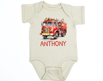 Body de bebé de camión de bomberos personalizado®: Body con nombre personalizado, regreso a clases