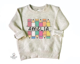 Personalized Back to School Sweatshirt: Custom Name Kids Outfit
