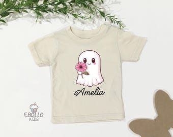 Chemise d'Halloween fantôme personnalisée pour fille : t-shirt rétro personnalisé pour tout-petits