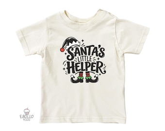 Santa’s Little Helper Shirt Kids Christmas Shirt Funny Elf T-Shirt Christmas Toddler Tee Holiday Shirt for Boys Girls