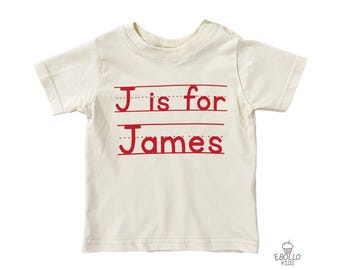 Camiseta infantil con letra personalizada y nombre - Camiseta infantil personalizada natural
