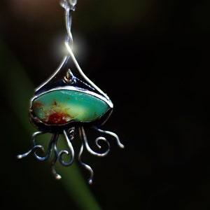 SilverSprout silver Talisman with Chrysoprase, forest, woodland, woods, nymph, gemstone jewelry, crystals, healing, growing, renewal, magick