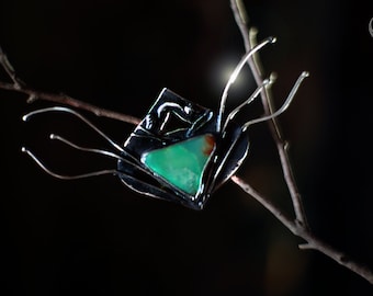 Elven Brosche: Silber Keltischer Chrysopras Edelstein Schmuck