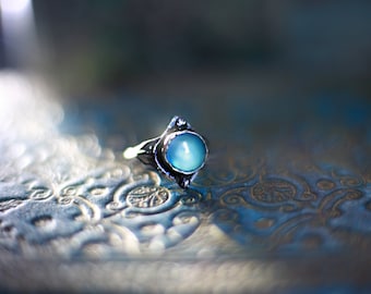 Water priesteres zilveren ring voor water Magick sieraden voor heidense ritueel tools voor Magick edelstenen sieraden blauwe ring water element, water Fae