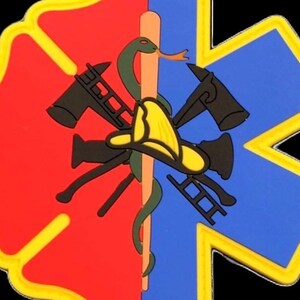 Firefighter EMS Rescue 3D PVC morale glow in the dark patch.