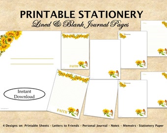 Blank and Lined Writing Paper, Notebook Sheet Inserts, PDF Download, 8.5 X 11 Letter Pages, Faith, Inspiration, Gift for Her