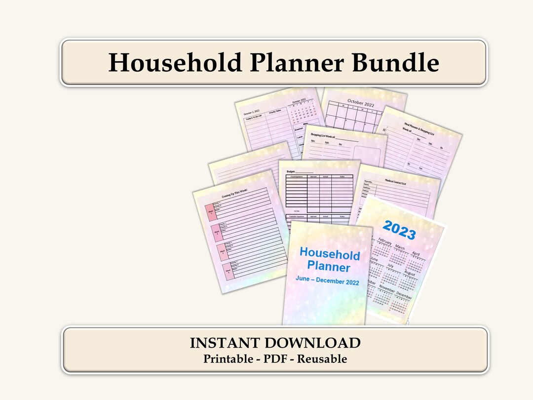 Household Planner Printable Bundle, Home Management Binder (PDF ...