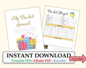 Crochet Project Tracker, Fillable Template for Devices, Printable PDF Form, Crochet Project Planner, Instant Download, Gift Idea for Crochet