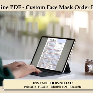 Custom Face Mask Order Form, Printable and Fillable/Editable PDF, Instant Download, Business Template for Crafters and Sewing