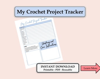 Crochet Project Tracker, Printable Fillable Template (Digital Download)