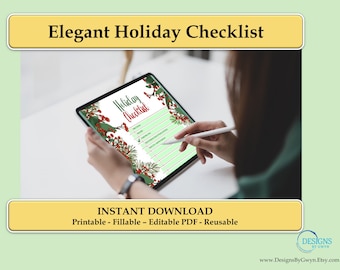 Easy Checklist Template, Blank To Do List, Printable To Do List, Fillable Planner, Instant Download PDF, Christmas Printable Task Organizer
