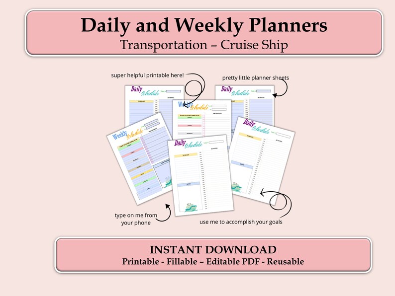 Cruise Ship Planner Printable: Daily & Weekly Itinerary (PDF) - Etsy