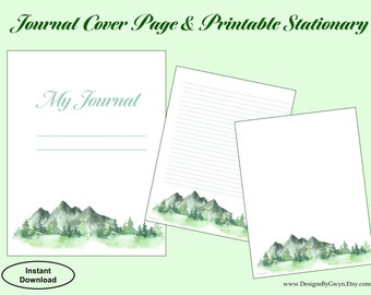 Journal Pages and Cover Sheet | Watercolor Winter Trees | Pretty Printable Personal Stationery | Writing Sheet | Diary Kit Gift Idea