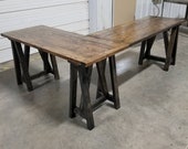 L-Shaped wood desk Both Sides Included, FREE SHIPPING, Industrial desk, home office desk, sawhorse desk, l shaped corner desk, computer desk