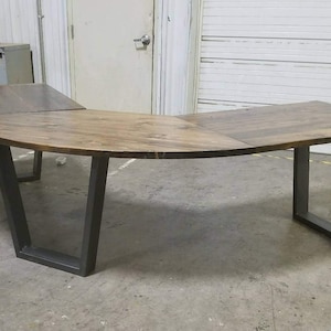 L-Shaped Desk, U-shaped Welded metal legs, Gaming desk, oak, pine