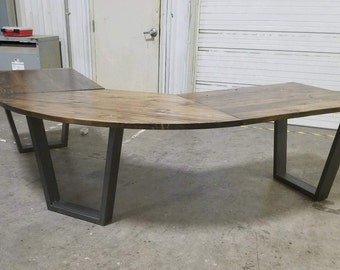 L-Shaped Desk, U-shaped Welded metal legs, Gaming desk, oak, pine