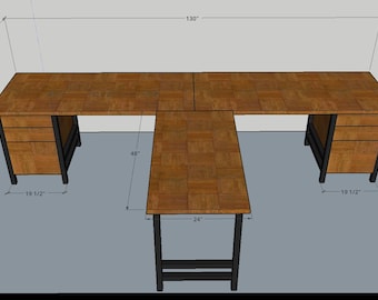 Balance of Custom for Melissa T-shaped desk, Co-working desk, Two Person double oak desk, steel desk