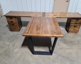 Double desk, Rustic T-shaped, couples desk