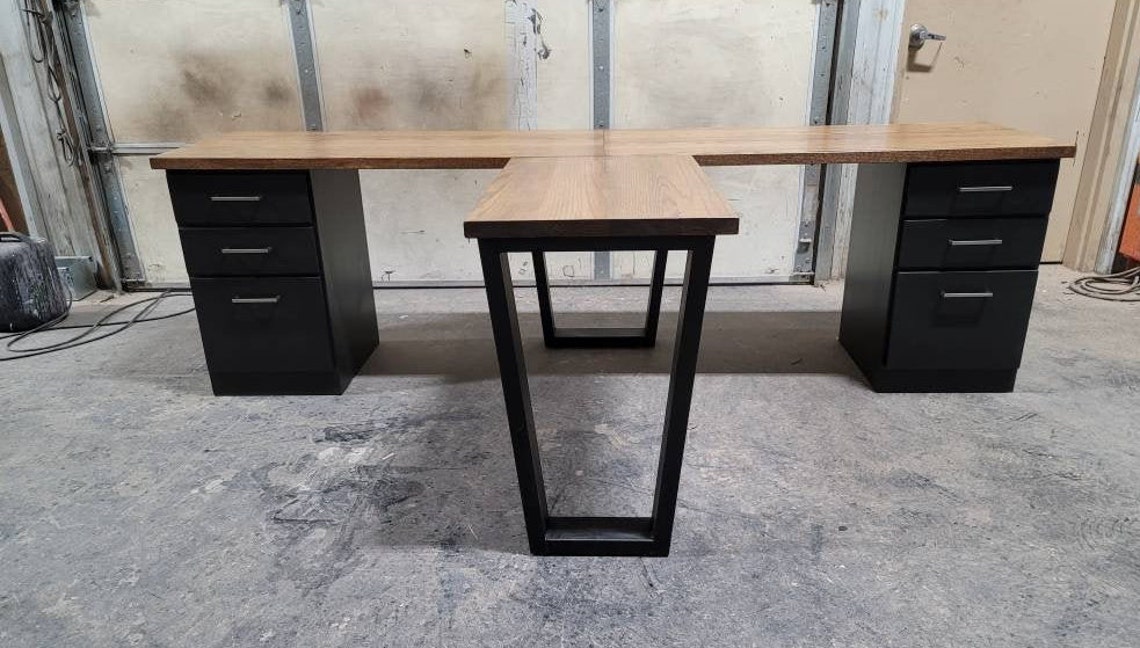 Contemporary Tshaped Desk 2 Person Desk Coworking Space Etsy