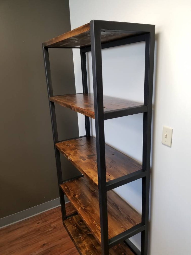Heavy Duty Steel Bookshelf Rustic Distressed Industrial Etsy
