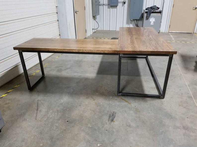 Executive L-shaped Welded Steel Oak Desk Industrial Office - Etsy