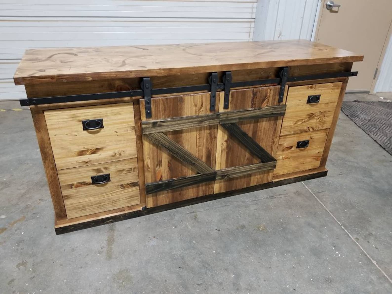 Rustic Barn Door File Credenza Storage Console Etsy
