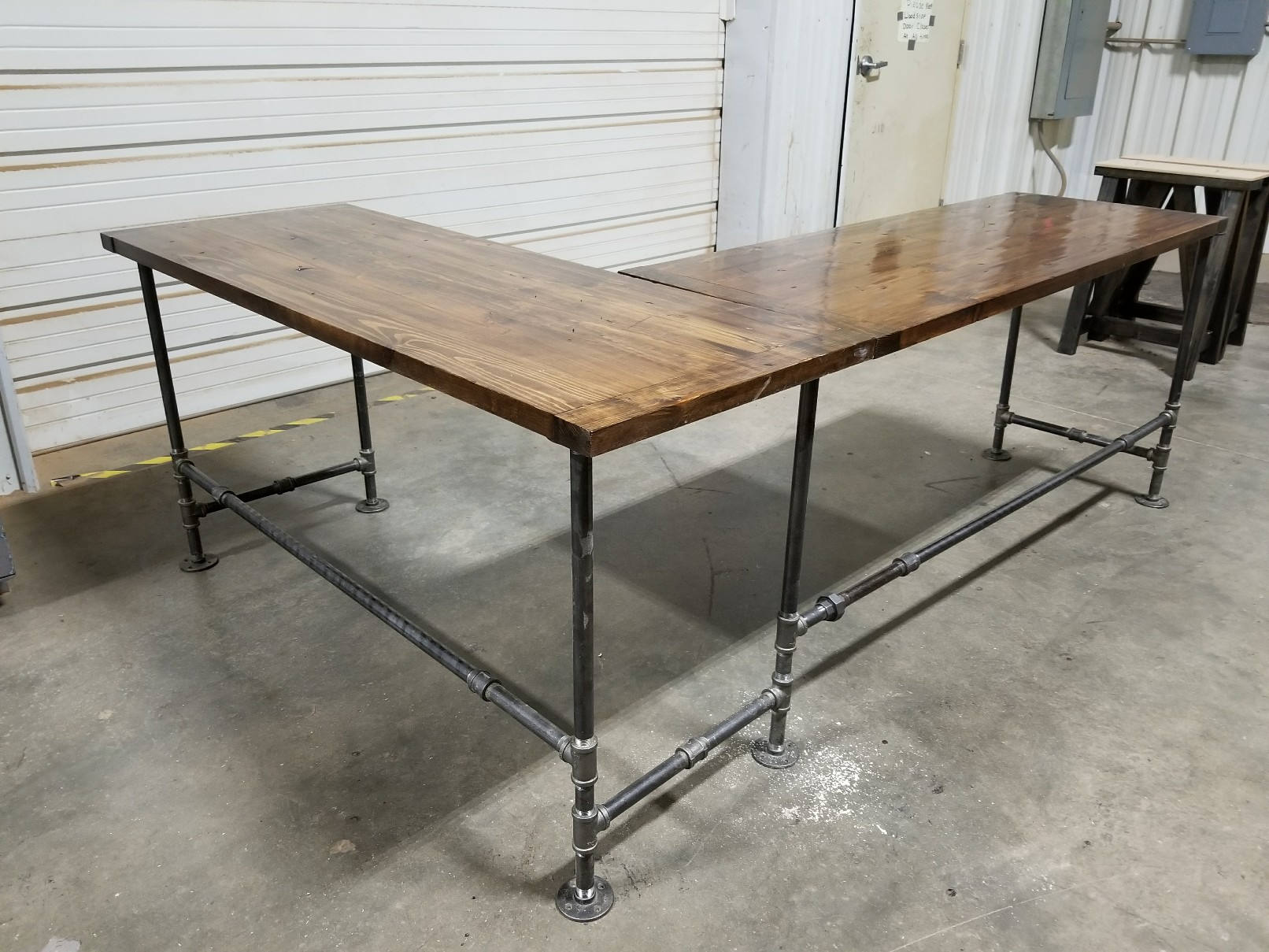 L Shaped Desk Both Sides Included Wood Pipe Leg FREE SHIPPING Industrial Computer Desk Large Office Gaming Desk Rustic Corner Desk