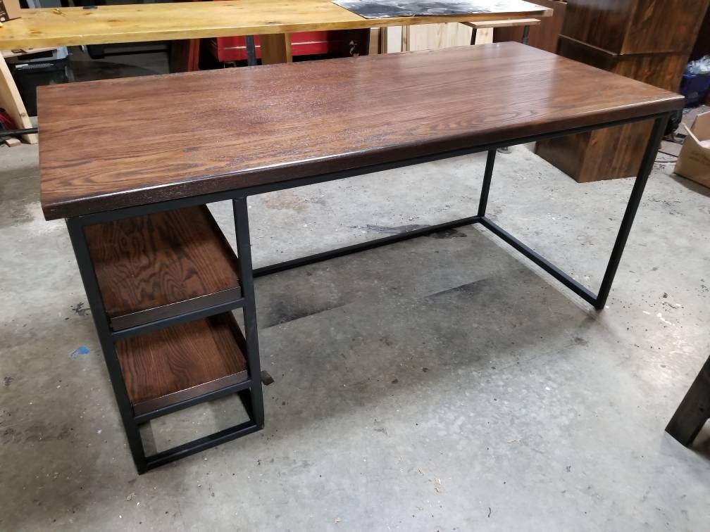 Welded Metal Industrial Desk, FREE SHIPPING, Loft Design, Heavy Duty Oak Wood Desk , Computer Desk - Etsy