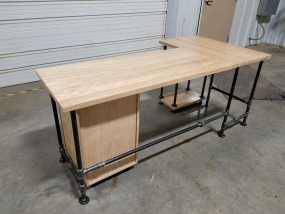L shaped cheap pipe desk