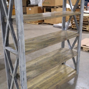 Rustic Wood Bookshelf, FREE SHIPPING, Distressed, Industrial, Office, Bookcase, Shelf, Heavy Duty Shelves