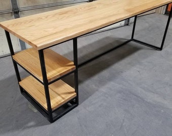 Welded Metal Industrial Desk, FREE SHIPPING, Loft Design, Heavy Duty Oak Wood Desk , Computer Desk