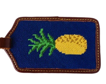 Pineapple Needlepoint Luggage Tag