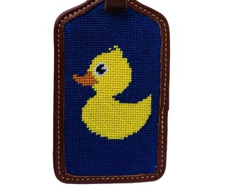 Rubber Duck Needlepoint Luggage Tag