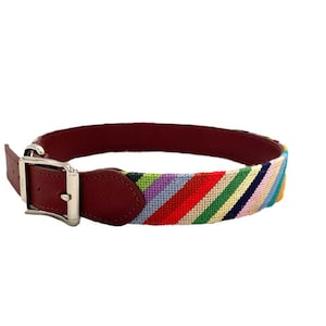 Groovy Striped Needlepoint Dog Collar