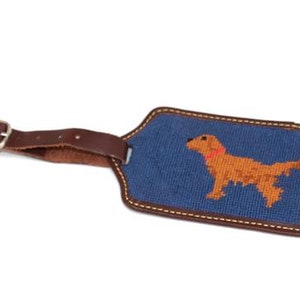 Golden Retriever Needlepoint Luggage Tag