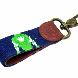 Jockey Silk Needlepoint Key Fob by Asher Riley