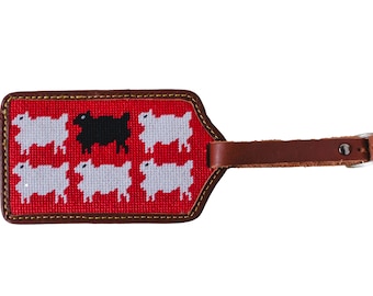 Black Sheep White Sheep Needlepoint Luggage Tag