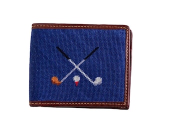 Golf on Blue Needlepoint Wallet