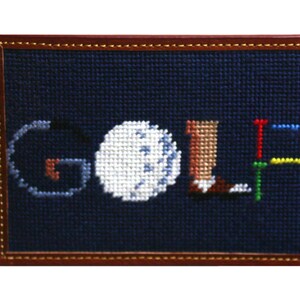 Cartera de tarjeta Golf Needlepoint