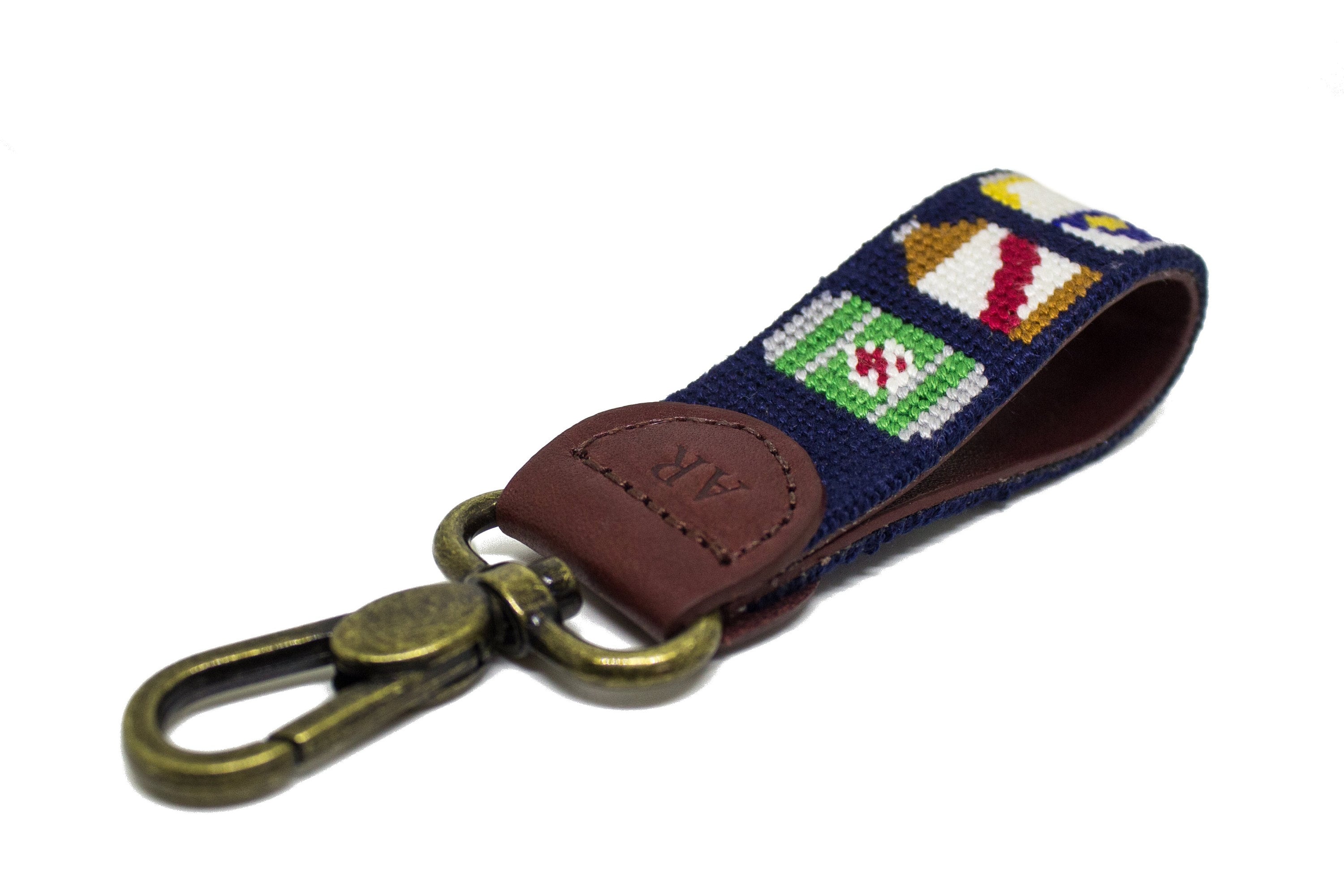 Beer Bottle Needlepoint Key Fob