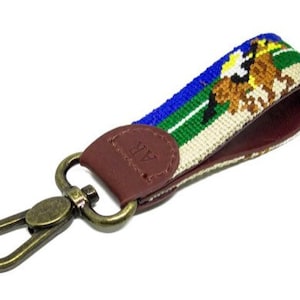 Derby Needlepoint Key Fob