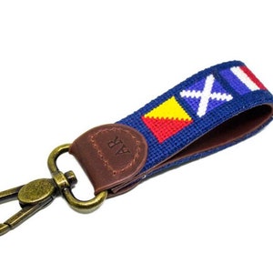 Nautical Needlepoint Key Fob