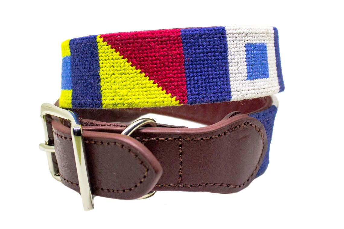 Nautical Needlepoint Dog Collar Etsy