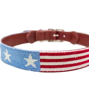 Stars and Stripes Needlepoint Dog Collar