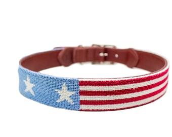 Collar para perro con bordado de estrellas y rayas