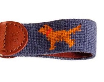 Golden Retriever Needlepoint Key Fob