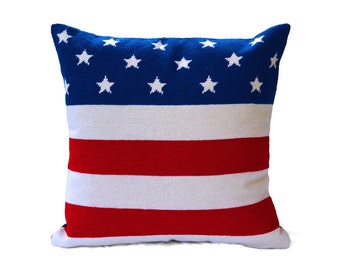 Vintage Needlepoint American Flag Pillow