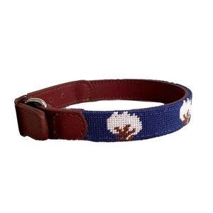 Cotton on Navy Mini Needlepoint Dog Collar