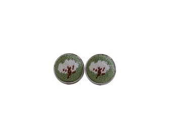 Cotton on Green Needlepoint Cufflinks